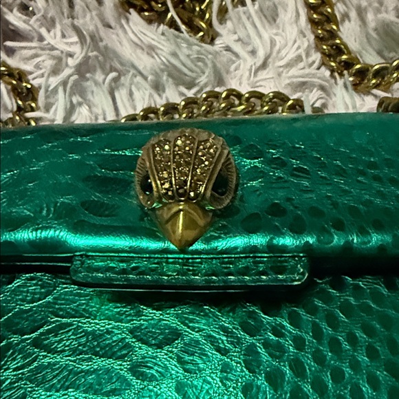 Kurt Geiger Green Metallic Bag with Gold Chain - Picture 2 of 3